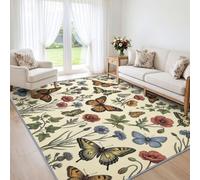Generisch Tappeto con motivo floreale e farfalla, lavabile, 80 x 150 cm | Tappeto vintage in stile vittoriano, country/pastorale, facile da pulire, resistente, per soggiorno, camera da letto