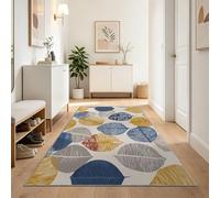 Generisch Tappeto passatoia per corridoio, antiscivolo, rustico, astratto, foglie a righe, lavabile, 60 x 240 cm, per corridoio, cucina, sala da pranzo, colore: giallo e grigio