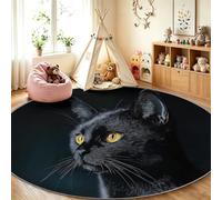 Generisch Tappeto rotondo a pelo corto, 90 cm, per bambini e bambine, con simpatici animali, gatto, antiscivolo, lavabile, per ritratti di animali domestici, per camera da letto e soggiorno, colore