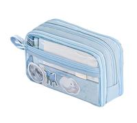 Generisch Tasche trasparenti con chiusura lampo, 6 scomparti, astuccio con grande capacità, organizer multifunzione per cancelleria con manico portatile, organizer per bambini, adolescenti, Blu, vedi