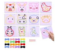 Generisch Tavola a filo per bambini - Kit da cucito per bambini, tavola filettata, giocattolo con aghi e rulli | -Schede stringate per sostenere capacità cognitive, capacità motorie, creatività, d