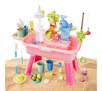 Generisch Tavolo da Gioco d'Acqua per Bambini, Giocattolo sensoriale, 4 in 1, con Acqua Corrente e Una Pompa, per Bambini 4 agli 8 Anni di Estate, per Feste di Compleanno all'aperto