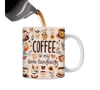 Generisch Tazza da caffè con set, tazza da parole, 350 ml, in ceramica con motivo caffè, tazza per la novità per il posto di lavoro a casa in cucina, per la colazione per caffè, tè