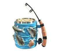 Generisch Tazza da caffè da pesca - Tazza da viaggio in acciaio a doppia parete, 300 ml, contenitore isolato con palo in rilievo 3D | Ministero per uso all'aperto campeggio