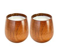 Generisch Tazza in legno, 2 pezzi, fatta a mano, in legno, per bar, bar, caffè, caffè, caffè, caffè, caffè, latte, latte, vino, anche per cucina, sala da pranzo e feste