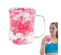 Generisch Tazze da caffè a doppia parete - 400 ml - tazze da tè trasparenti per espresso, elegante design a fiori secchi | da caffè isolata con manico per le donne come regalo per gli amanti del