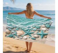 Generisch Telo Mare 80X160 Stella Di Pesce Verde Microfibra Telo da Bagno Asciugamano Spiaggia Teli da Mare Asciugamano Bagno Per Viaggio Doccia Nuoto