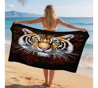 Generisch Telo Mare Grande Tigre Bianca Gialla Nera Microfibra Telo Mare Antisabbia Leggero Compatto Asciugatura Rapida Assorbente Per Piscina Bagno Lavabile Fino