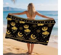 Generisch Telo Mare Grande Xxl Nube Della Luna Dorata Antisabbia Leggero Assorbente e Compatto Sauna Viaggio Piscina Yoga Campeggio Donna Uomo