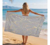 Generisch Telo Mare Grande Xxl Oro Grigio Antisabbia Leggero Assorbente e Compatto Sauna Viaggio Piscina Yoga Campeggio Donna Uomo