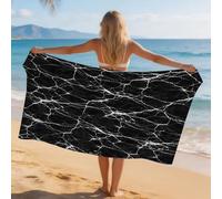 Generisch Telo Mare Microfibra 200X100 Modello In Marmo Nero Asciugatura Rapida Telo da Spiaggia Sabbia Per Donna Uomo Viaggi Vacanze Nuoto Campeggio