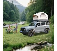 Generisch Tenda gonfiabile con pompa a mano - Tenda da campeggio impermeabile per 3 persone con sistema di supporto in alluminio e materasso in schiuma da 15 cm per esterni (beige/nero)