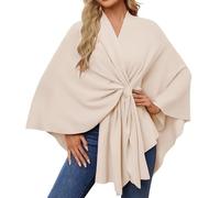 Generisch Tenda in lino Soft Open Front Poncho Sweater For Spring Fall Winter Pantaloni larghi da donna, giallo., Taglia unica