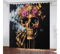 Generisch Tende con tende opache, traforate, set di 2 pezzi, 234 x 229 cm, rosa cranio, viola, leopardate, tende scorrevoli, belle, morbide, termiche, oscuranti, per la stanza