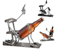 Generisch Teschio Cola e portabottiglie di vino, 2025, divertente supporto per bevande in stile steampunk, in metallo, motivo scheletro con teschio e scheletro, unico scaffale autoportante (A)