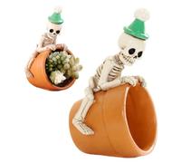 Generisch Teschio piante, scheletro orror, per decorazione del prato | Vaso gotico con foro di drenaggio, per casa, ufficio, Halloween, giardino, esterno, terrazza, aiuola