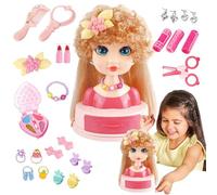 Generisch Testa della bambola per lo styling dei capelli per bambini, gioco di ruolo, giocattolo educativo, per praticare trecce, ferro arricciacapelli per il trucco, per ragazze dai 3 anni in su