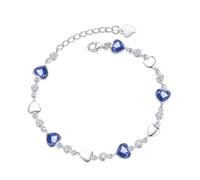 Generisch The Heart Of The Bracelet Inlaid with Brilliant Blue Is The Symbolizing Love And Happiness Silver Grey Bracciale Bracciale Brasiliano, Taglia unica, lega di zinco, Nessuna pietra preziosa