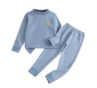 Generisch Thermo-Unterwäsche-Set für Kinder, Jungen Mädchen, Lang, Mittel, Warm, mit Samtstreifen, Pyjama für (Blue, 3-4 Years)