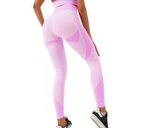 Generisch Thermoleggings da donna nero 44 leggings da allenamento da donna, in vita testurizzata, pantaloni da allenamento a vita alta, pantaloni da yoga, taglie forti, Rosa chiaro., L