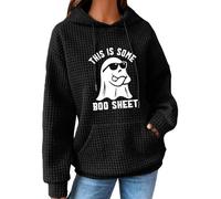 Generisch This is Some Boo Sheet Felpa casual Pullover Waffle Top Funny Halloween Hoodie with Graphic Print, Nero , L