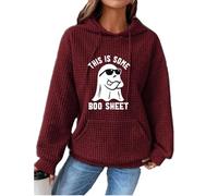 Generisch This is Some Boo Sheet Felpa casual Pullover Waffle Top Funny Halloween Hoodie with Graphic Print, Colore: rosso, xxl