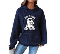 Generisch This is Some Boo Sheet Felpa casual Pullover Waffle Top Funny Halloween Hoodie with Graphic Print, Blu, xxl