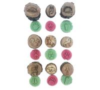 Generisch Timbri per Tracce di Animali, 9 Pezzi, in Legno, per Bambini, Giocattoli educativi per esplorazione della Natura e abilità motorie, per Scrapbooking e premi in Classe, Set