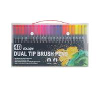 Generisch Tips Evidenziatore Color Doodle Outline Pennarelli con punta fine e punta pennello Shimmer Pastello Evidenziatore Aesthetic per artigianato, penne glitterate per disegnare