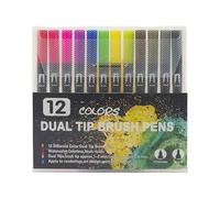 Generisch Tips Evidenziatore Color Doodle Outline Pennarelli con punta fine e punta pennello Shimmer Pastello Evidenziatore Aesthetic per artigianato, penne glitterate per disegnare