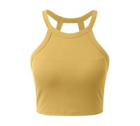 Generisch Top alla moda con scollo integrato, morbido ed elastico, comodo per festival musicali all'aperto e al chiuso, giallo., S