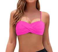 Generisch Top bikini senza spalline da donna con cuscinetti rimovibili, materiale elastico per una vestibilità perfetta, ideale per prendere il sole e nuotare, taglie dalla S alla XXL, rosa intenso, S