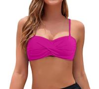 Generisch Top bikini senza spalline da donna con cuscinetti rimovibili, materiale elastico per una vestibilità perfetta, ideale per prendere il sole e nuotare, taglie dalla S alla XXL, Viola scuro, M