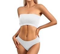Generisch Top da donna in 2 pezzi con reggiseno imbottito, lingerie, gilet Hip Big Triangle Square Panty Set Caratteristiche:, bianco, Taglia unica