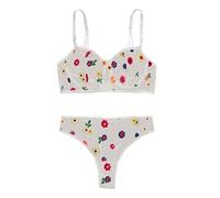 Generisch Top of The line Biancheria intima Sottomarino G-String-Night Abbigliamento Moda Fiori Reggiseno, bianco, XXL