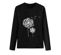 Generisch Top per le donne in cotone a maniche lunghe camicetta casual glitter top nero, Nero , S