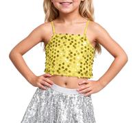 Generisch Top per ragazze. Il top da bambina con elastico regolabile con paillettes lascia libero l'ombelico per bambini a partire dai 5 anni in su