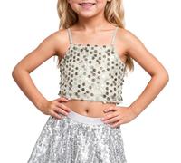 Generisch Top per ragazze. Il top da bambina con elastico regolabile con paillettes lascia libero l'ombelico per bambini a partire dai 5 anni in su