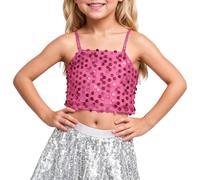 Generisch Top per ragazze. Il top da bambina con elastico regolabile con paillettes lascia libero l'ombelico per bambini a partire dai 5 anni in su