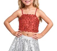Generisch Top per ragazze. Il top da bambina con elastico regolabile con paillettes lascia libero l'ombelico per bambini a partire dai 5 anni in su