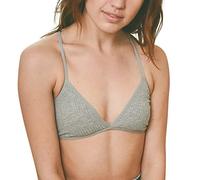 Generisch Top Pizzo Reggiseno a triangolo da donna in cotone con schiena a costine, reggiseno a spaghetti con scollo a V, reggiseno non imbottito, grigio., S