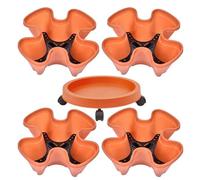 Generisch Torre di fragole - Verticale | Giardino di erbe | Set di vasi impilabili a 4 livelli - Sistema di impianto verticale con ruote e scarico dell'acqua per balcone, terrazza, giardino, fori di