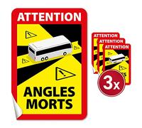 Generisch Toter Winkel Attention Angles Morts Adesivi - 3 pezzi, 17 x 25 cm - Pellicola condotta dell'aria: incollabile senza bolle, adesivi a forma di teschio Francia (per autobus/camper, 3 pezzi)