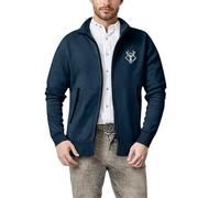 Generisch Trachtenjanker, da uomo, a maniche lunghe, sportivo, con capriolo, moderno, leggero, con chiusura lampo, traspirante, per attività all'aperto, Oktoberfest, P blu navy, L