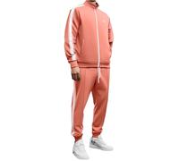 Generisch Tracksuit - Tuta da jogging da uomo, con colletto alto, 2 pezzi, giacca sportiva a righe + pantaloni da jogging, tuta sportiva a piena zip, tuta sportiva, Colore: rosa., XL