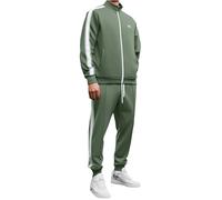 Generisch Tracksuit - Tuta da jogging da uomo, con colletto alto, 2 pezzi, giacca sportiva a righe + pantaloni da jogging, tuta sportiva a piena zip, tuta sportiva, verde militare, M