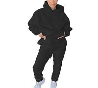 Generisch Tracksuit Y2K 2000S - Tuta da donna per il tempo libero, in pile, per il jogging, per l'inverno, per lo sport, in due pezzi, alla moda, stile Y2K, stile streetwear, con caviglie elastiche