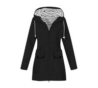 Generisch Trench Coat - Cappotto lungo da donna, traspirante, impermeabile, per le mezze stagioni, per le attività all'aria aperta, per l'autunno e l'inverno, per l'arrampicata, Nero , XXL