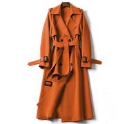 Generisch Trench Coat Donna Giacca a vento Capispalla Vestita Tinta Unita Cappotto Lungo Sottile Donna, Colore: arancione., M