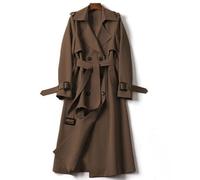 Generisch Trench Coat Donna Giacca a vento Capispalla Vestita Tinta Unita Cappotto Lungo Sottile Donna, caffè, L